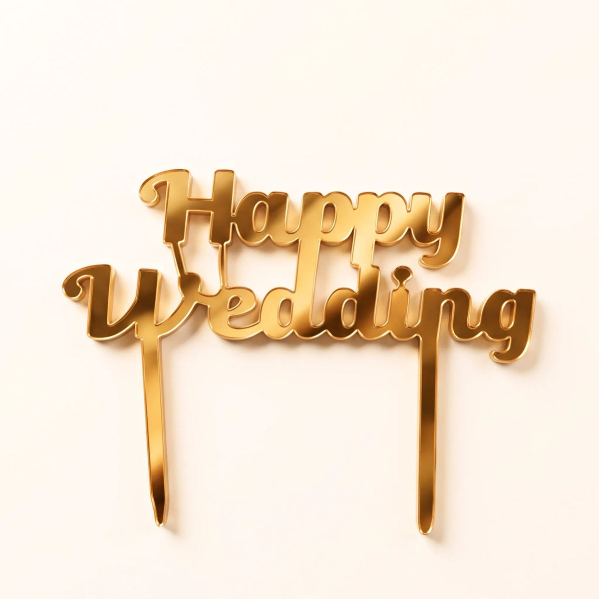 Happy Wedding Topper Gold